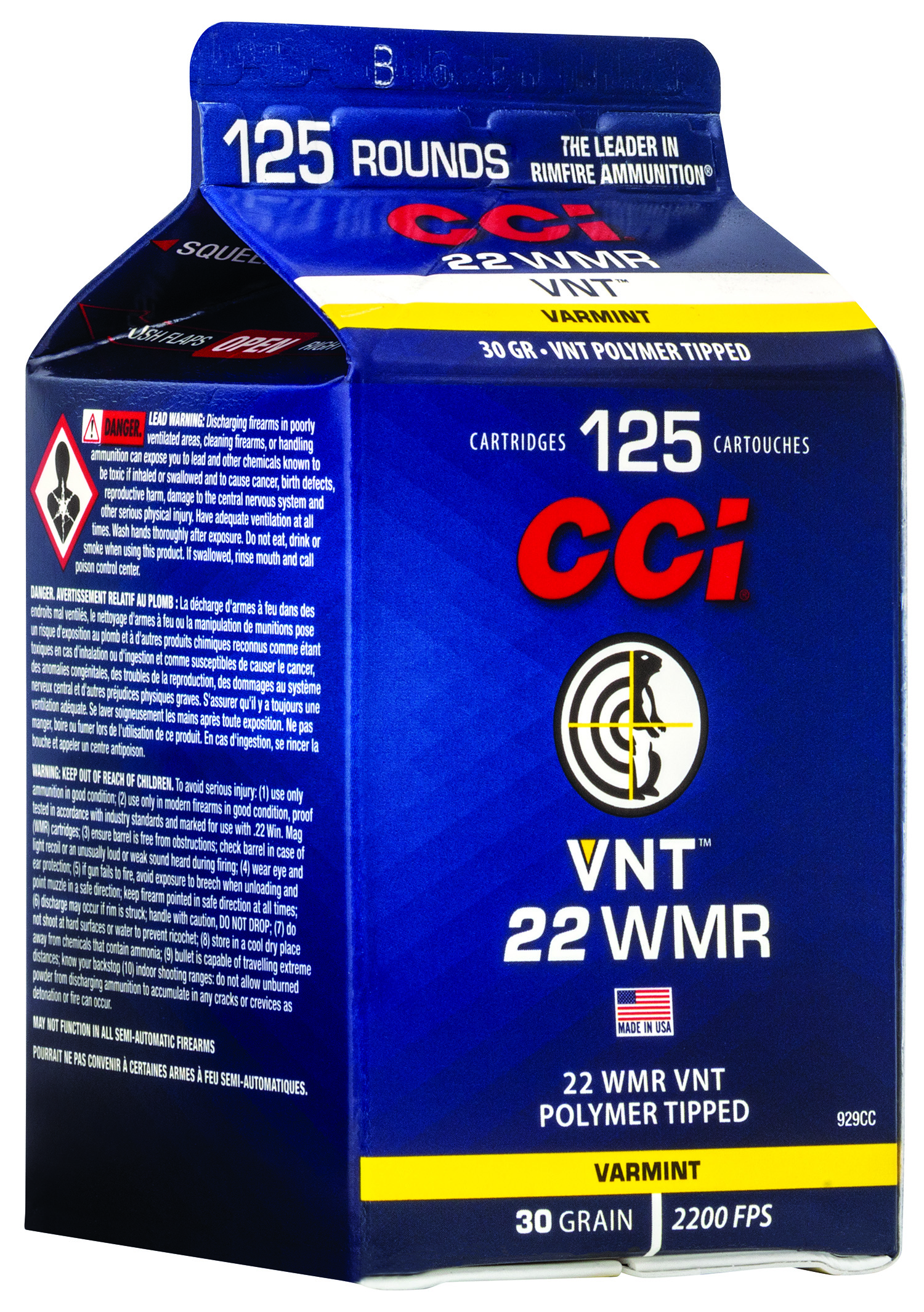CCI VNT .22 WMR 30gr Varmint Tip 125rd