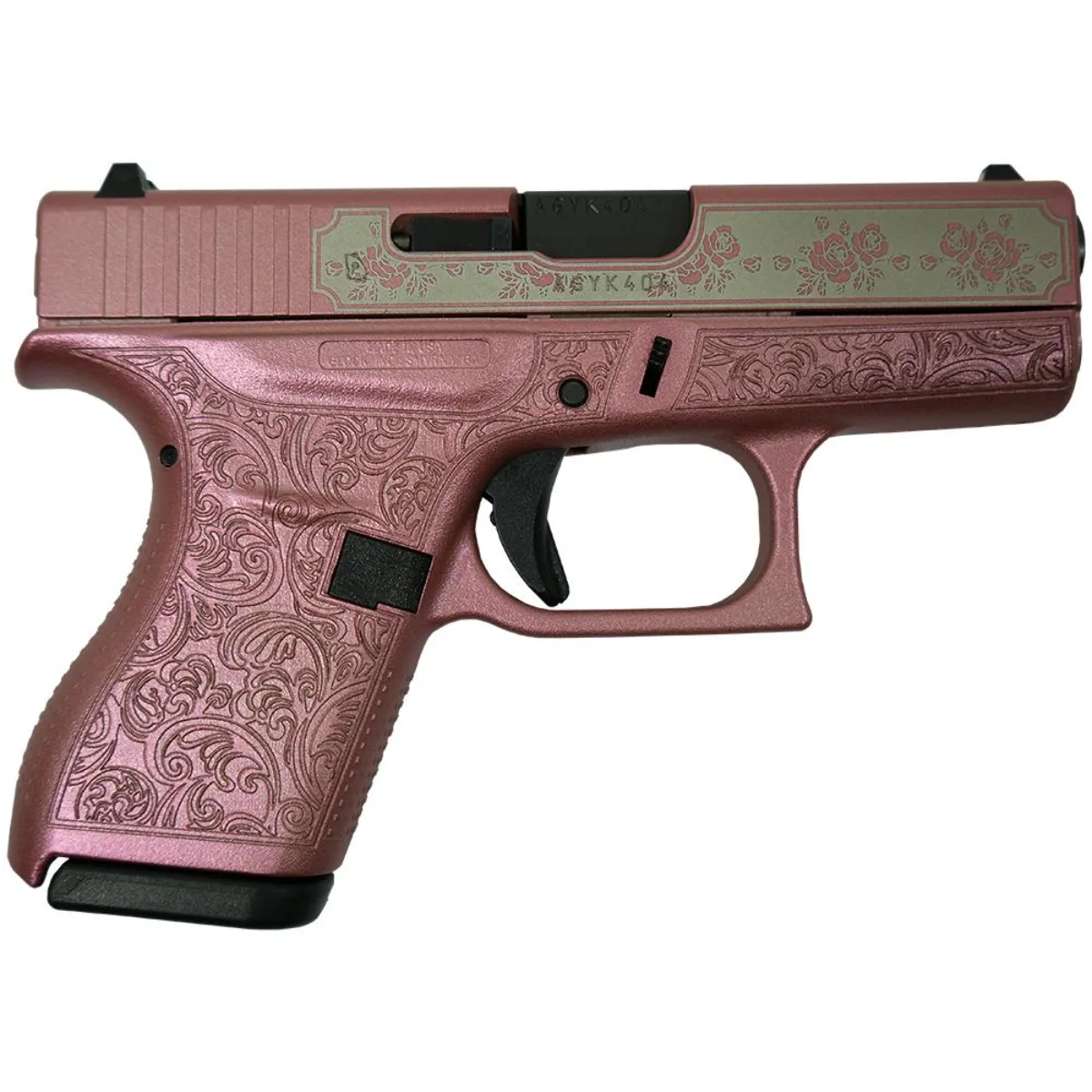 Glock 42 380 ACP 3.2" 6rd Medusa Pink Glock & Roses Pistol USA