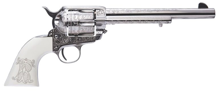 Cimarron Teddy Roosevelt .45 Colt 7.5" 6 Shot Nickel Engraved Revolver