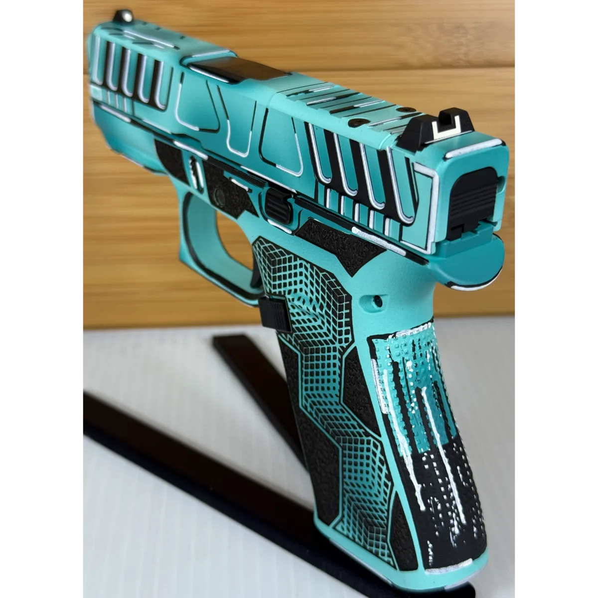 Glock 43X Anime Zombie Blue Custom 9mm Pistol Turquoise Cerakote