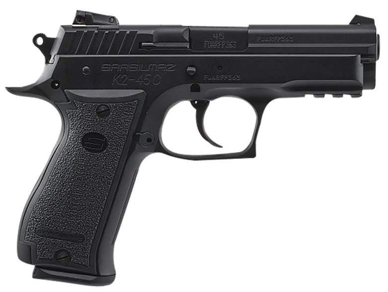 SAR USA K245CBL K2 Compact 45 ACP 13+1 4.70" Black Steel Barrel, Black Oxide Steel Serrated Slide, Black Oxide Steel Frame w/Beavertail & Picatinny Rail, Black Polymer Grip, Right Hand