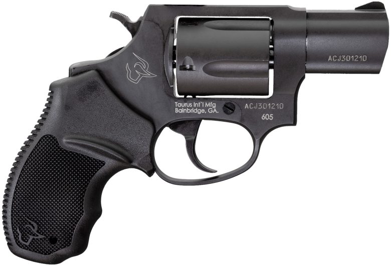 Taurus 2605021 605 38 Special +P or 357 Mag 5 Shot 2" Barrel, Overall Matte Black Oxide Finish Steel, Finger Grooved Black Rubber Grip & Fixed Sights