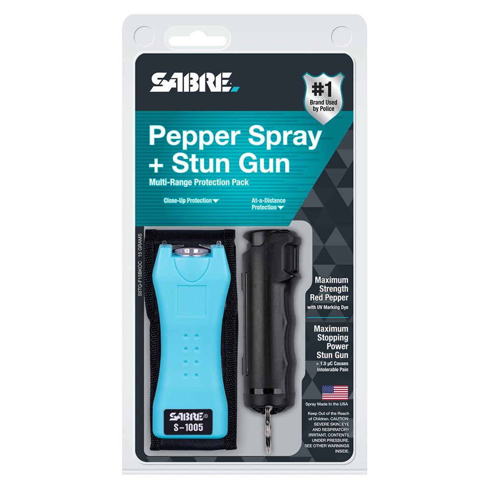 Sabre S-1005-TQ Stun Gun with F15-BKOC Pepper Spray, Turquoise/Black - image 4 of 5