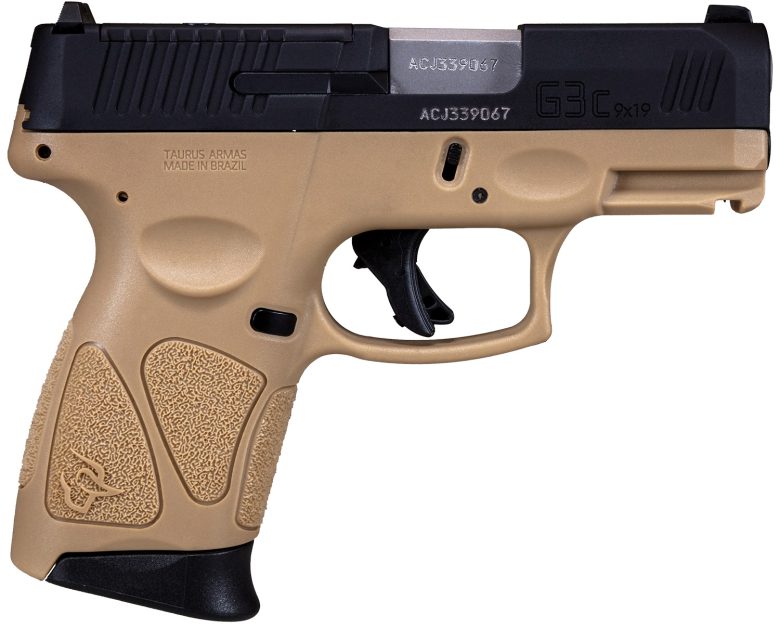 Taurus 1G3CP931T G3C 9mm Luger Caliber with 3.26" Barrel, 12+1 Capacity, Brown Polymer with Picatinny Rail Frame, Serrated Matte Black Tenifer Steel with T.O.R.O Optic Cut Slide, & Brown Polymer Grip