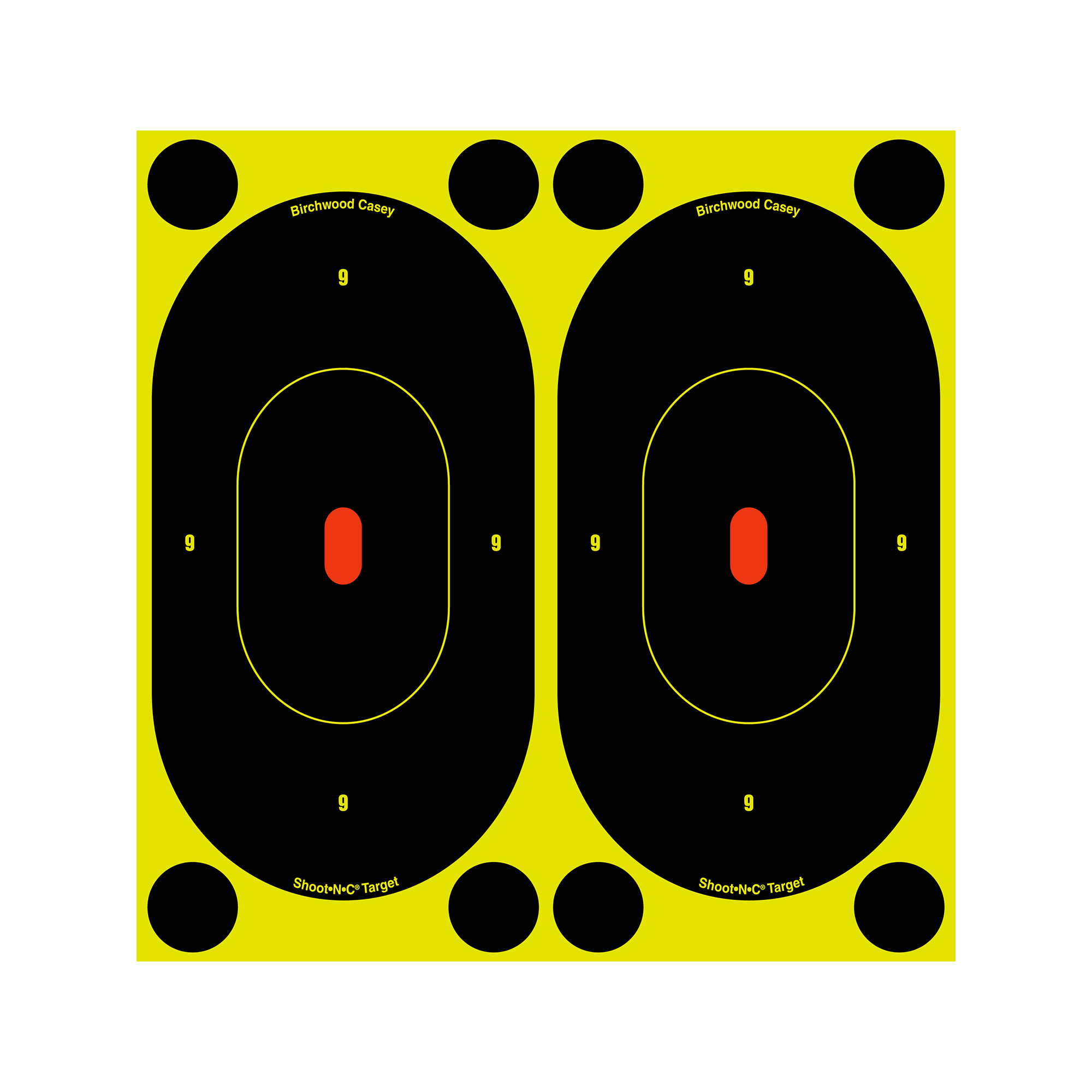 Birchwood Casey B24-12 Shoot-N-C Reactive Target - 7" Oval Silhouette - Self-Adhesive - 6 Pack