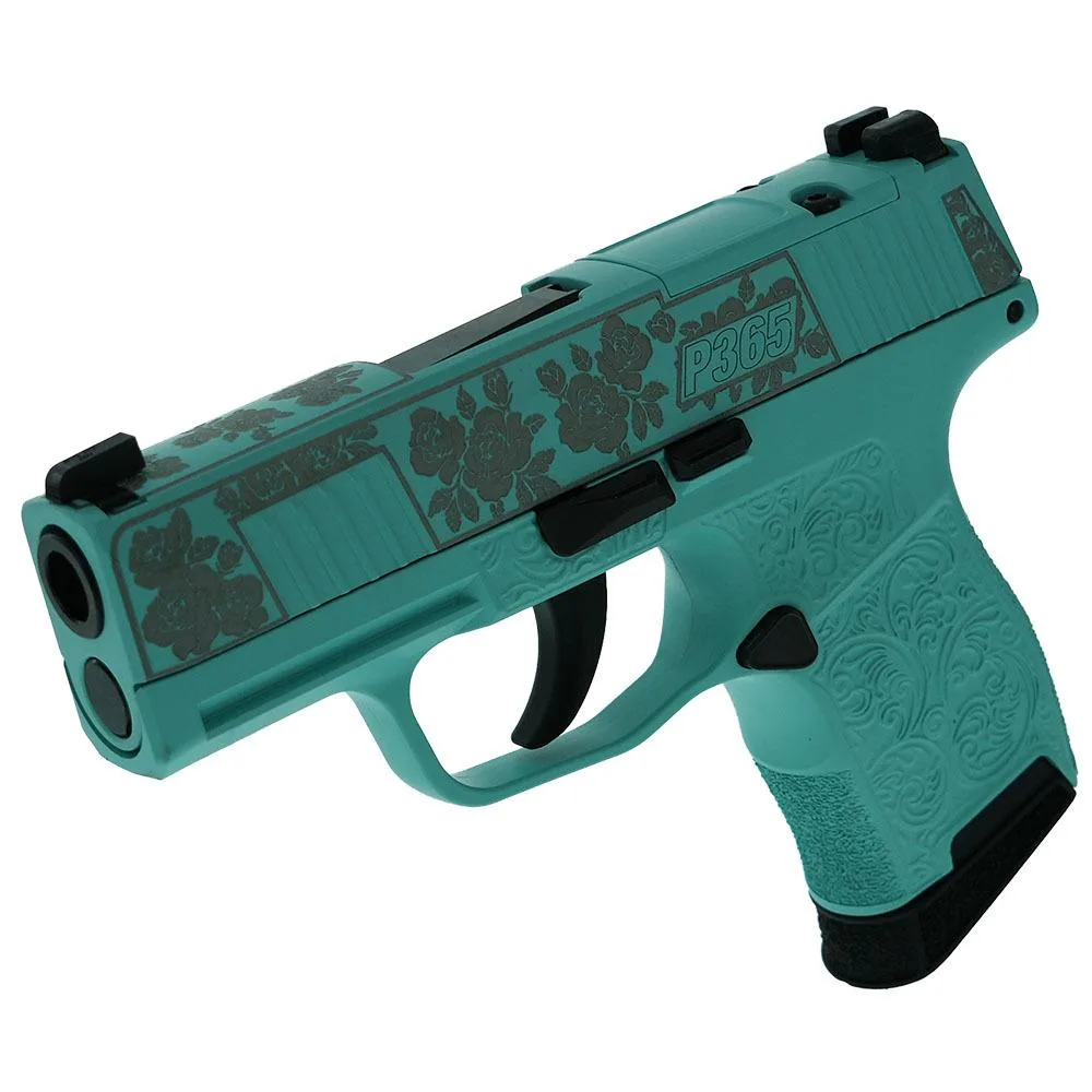 Sig P365 9mm Guns & Roses Robin's Egg Blue 3.1" Optic Ready 10rd (2)