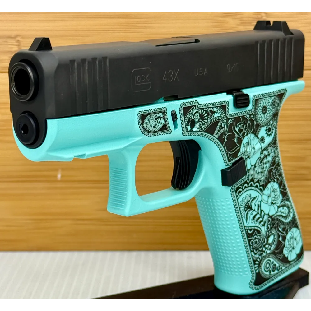 Glock 43X Robin's Egg Glocks & Roses 9mm – Compact Concealed Carry Pistol