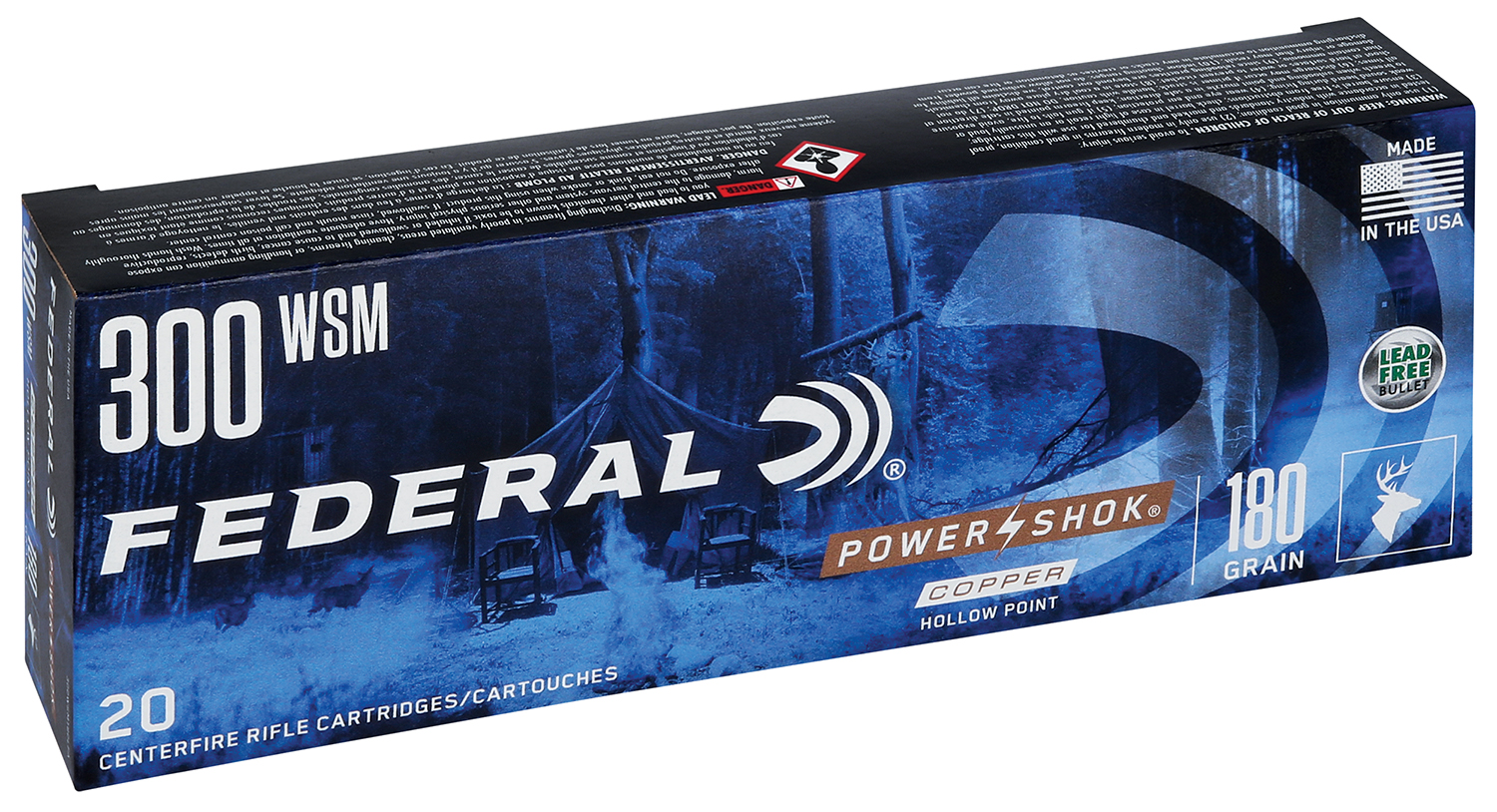Federal Power-Shok 300 WSM 180gr Copper HP Ammo 20rd Box