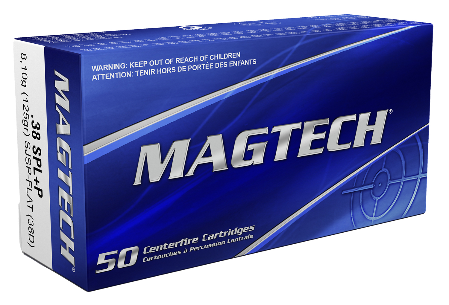 Magtech 38D Range/Training  38Special+P 125gr Semi Jacketed Soft Point Flat 50 Per Box/20 Case