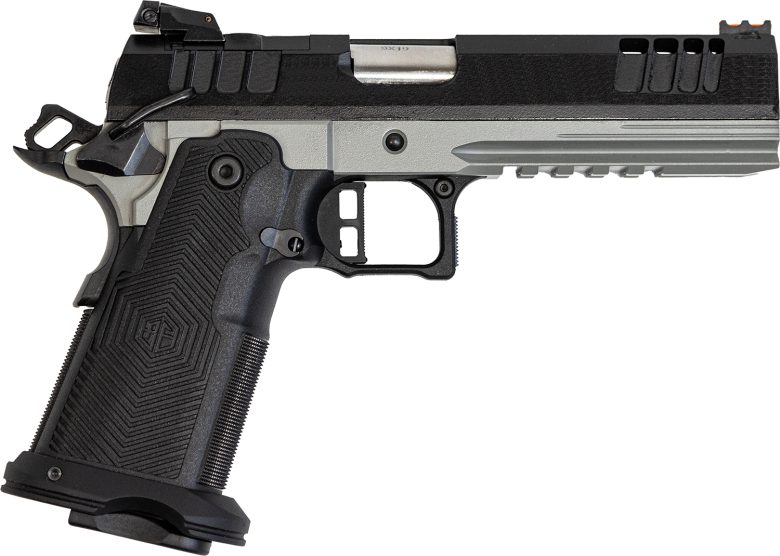Great Lakes Firearms GL1911DS9FSSSRK 1911 DS Synergy 9mm Luger 20+1 5" Optic Cut/Serrated Cerakote Black Molded Grip Bull Shark Frame