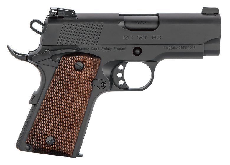 EAA GIRSAN 390038 MC1911 SC Compact 9mm Luger 9+1, 3.40" Black Steel Barrel, Blued Optic Ready/Serrated Slide, Black Aluminum Frame w/Beavertail, Laminate Grips Ambidextrous