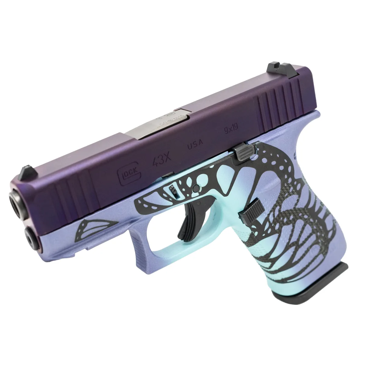 Glock 43X Madame Butterfly Blue Orchid 9mm 10Rd Pistol