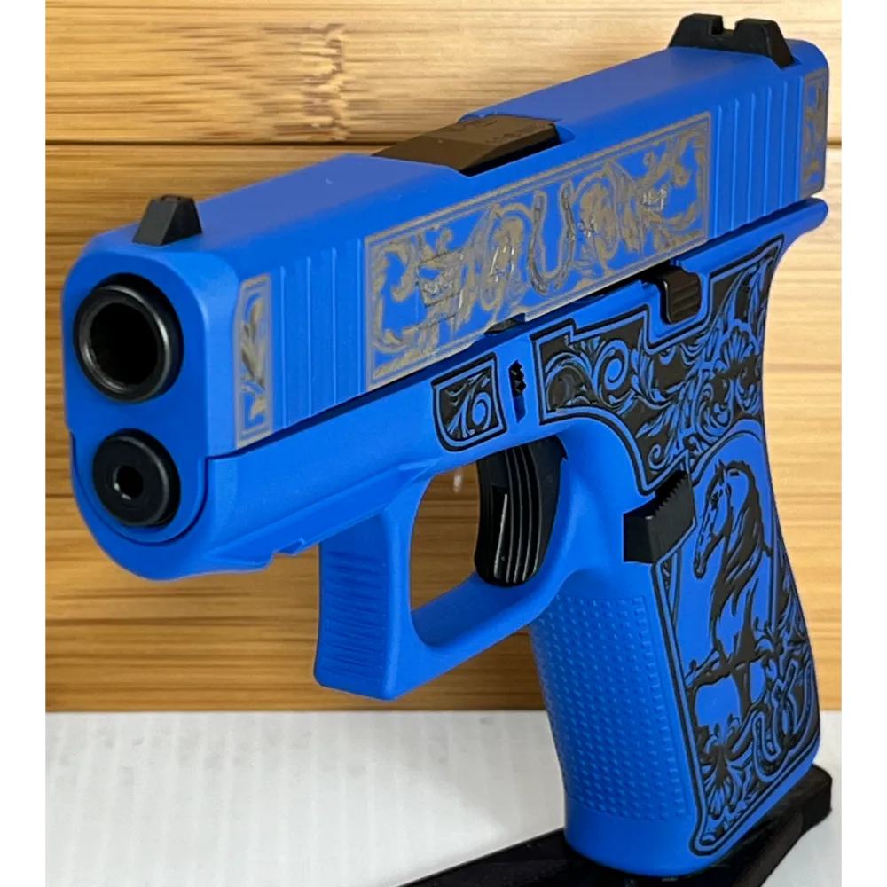 Glock 43X "Glock & Horses" Blue 9mm Pistol 3.4" Barrel 10rd (2) USA with Rail