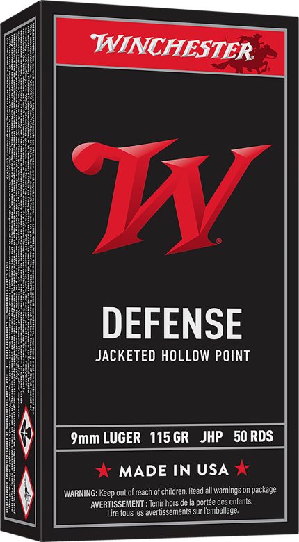 Winchester Ammo USA9JHP USA 9mmLuger 115gr Jacketed Hollow Point 50 Per Box/10 Case