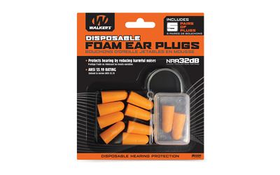 Walker's Foam Ear Plugs - 5 Pairs per Pack with Storage Case
