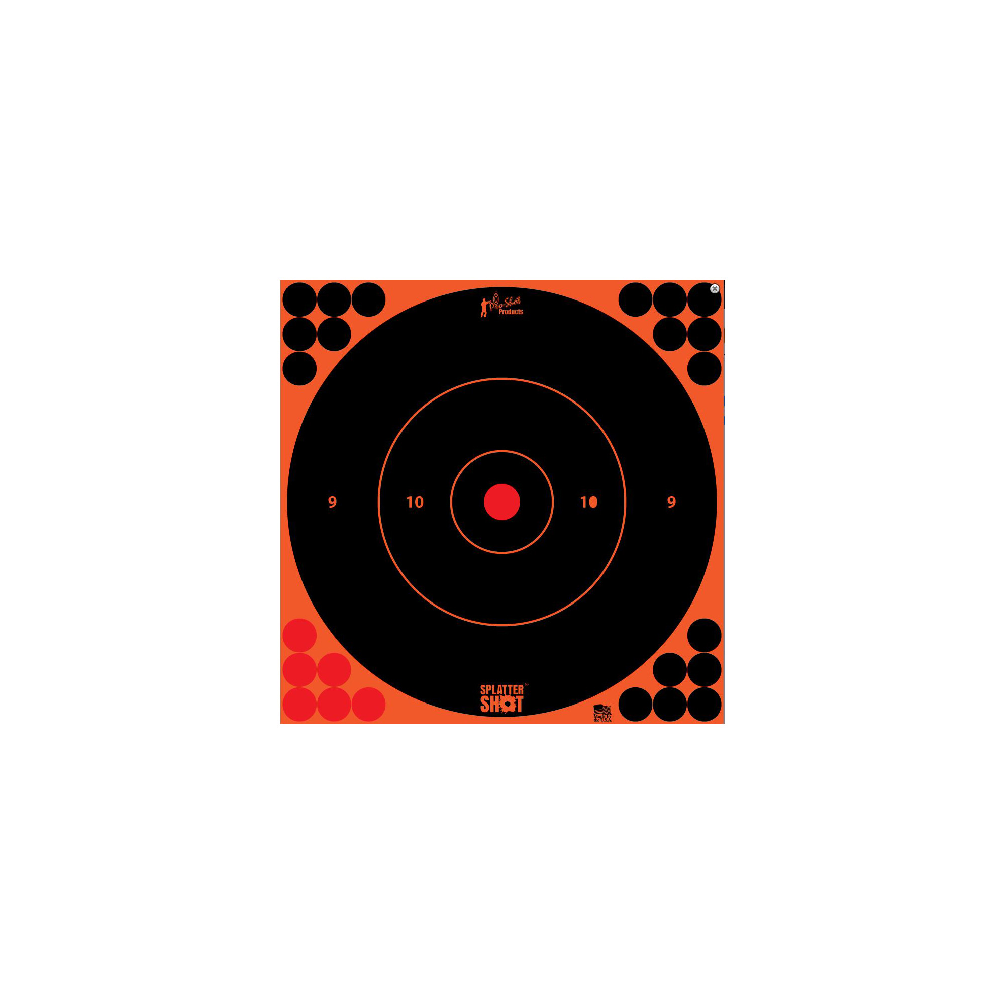 Pro-Shot Products Splatter Shot 12" Bullseye Adhesive Target - 5 Pack, Black/Orange