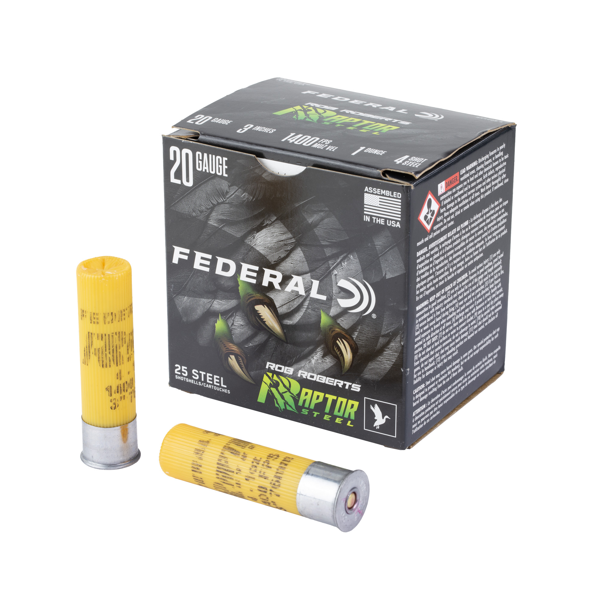 Federal Raptor Steel 20 Gauge 3" #4 Steel Shot Ammunition
