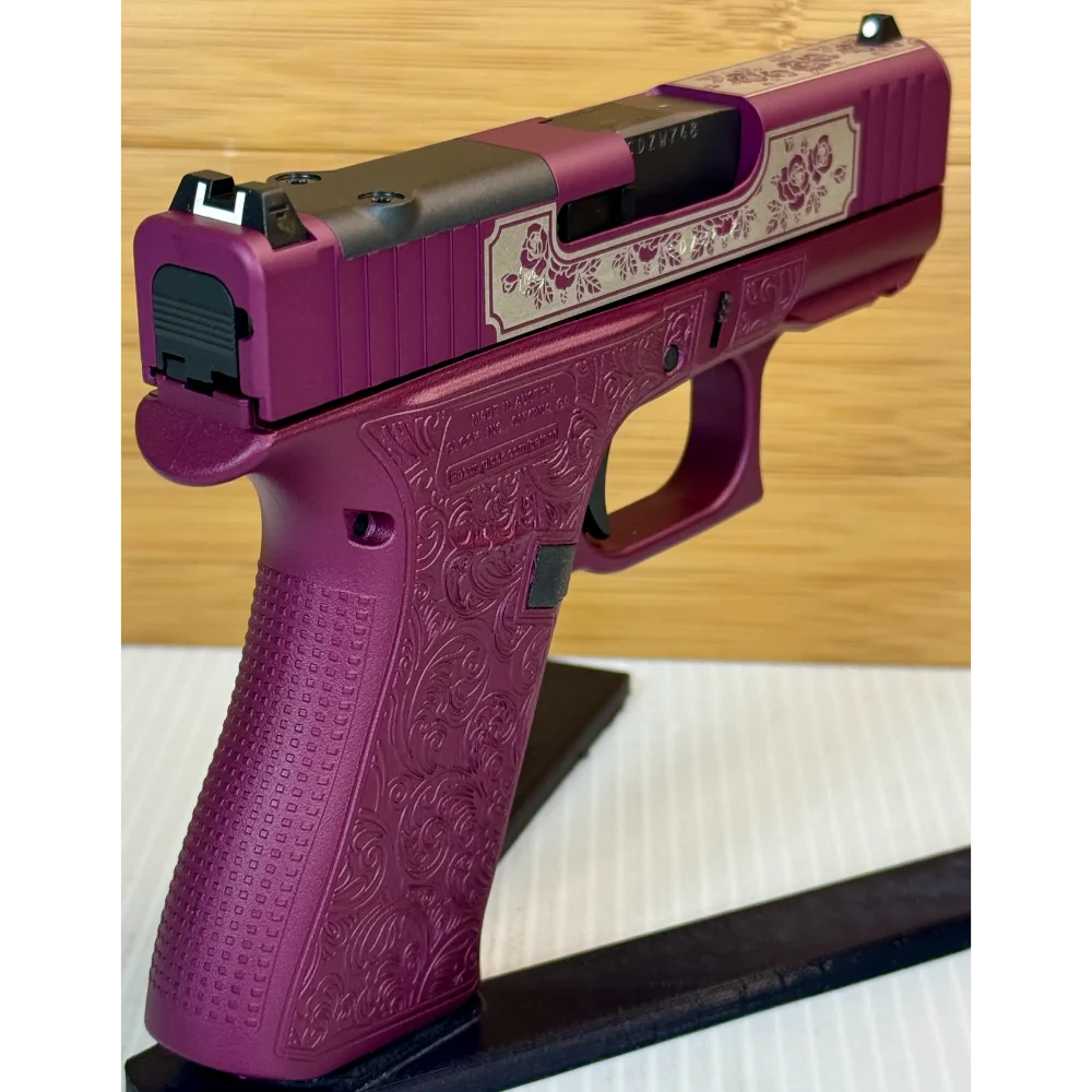 Glock 43X MOS 9mm Glock & Roses Black Cherry Engraved 3.41" 10rd (2)