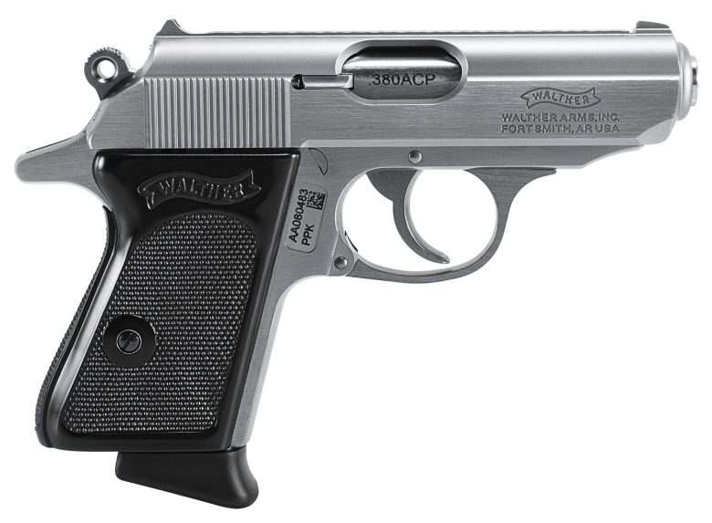 Walther Arms 4796001 PPK 380 ACP 6+1 3.30" Stainless Steel Barrel, Matte Stainless Serrated Zinc Alloy Slide, Stainless Aluminum Frame w/Beavertail, Black Polymer Grip, Manual Thumb Safety