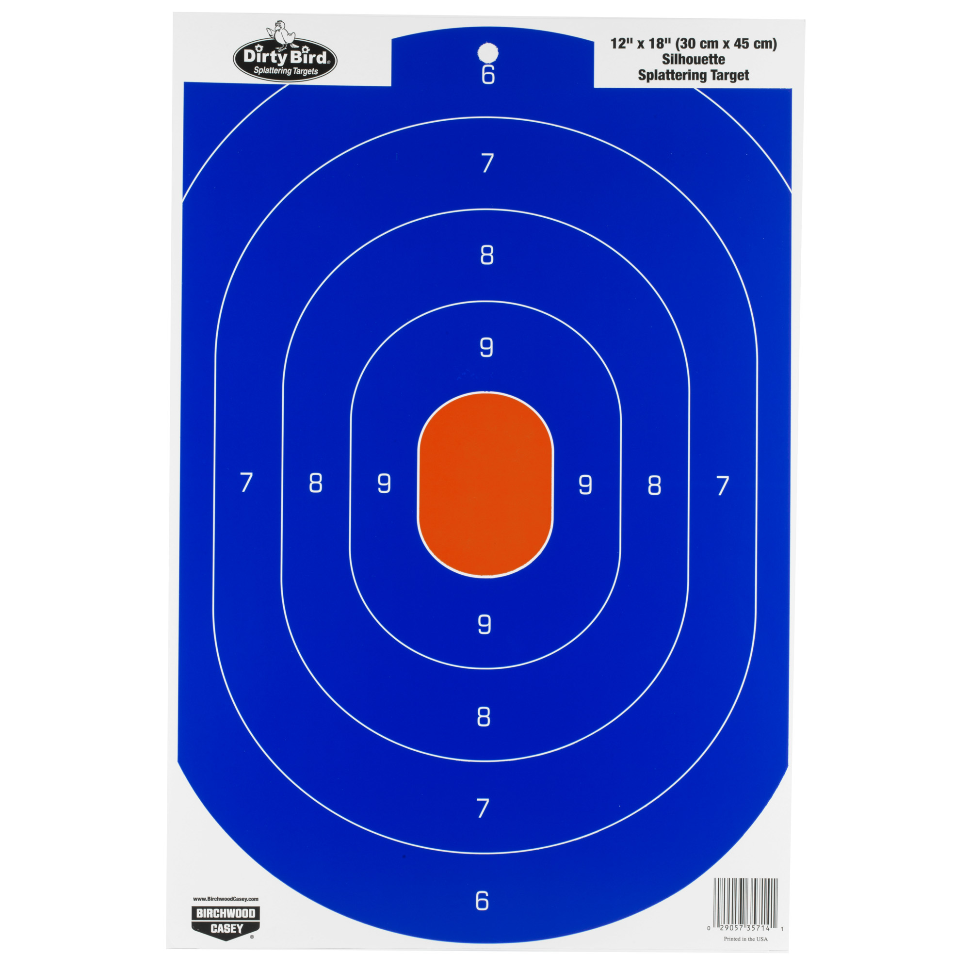 Birchwood Casey Dirty Bird Silhouette Tagboard Hanging Target, 12" x 18", Blue/Orange (8-Pack)