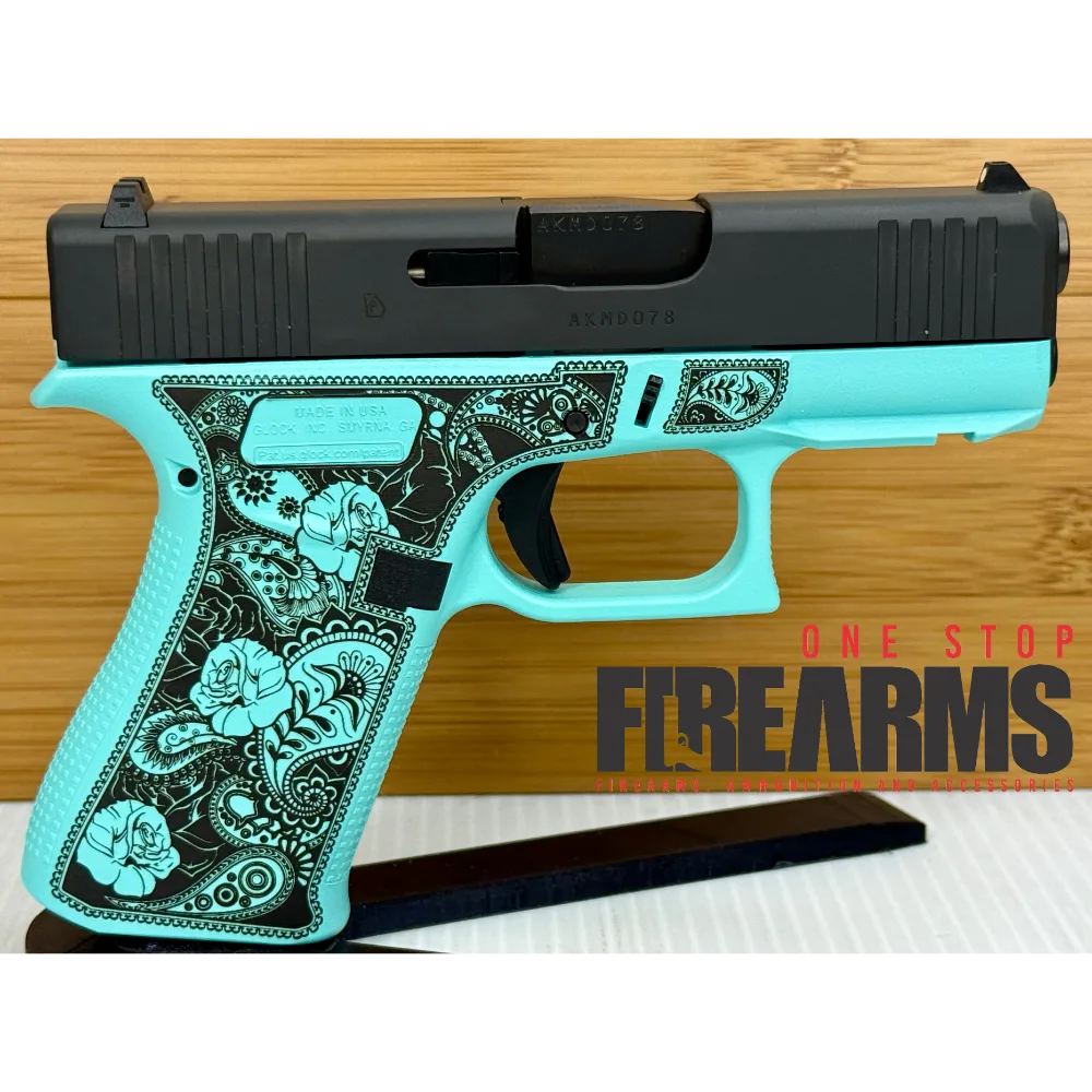Glock 43X Robin's Egg Glocks & Roses 9mm – Compact Concealed Carry Pistol