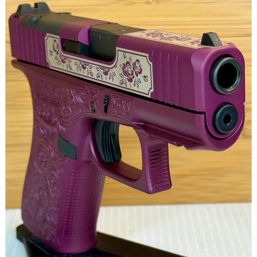 Glock 43X MOS 9mm Glock & Roses Black Cherry Engraved 3.41" 10rd (2)