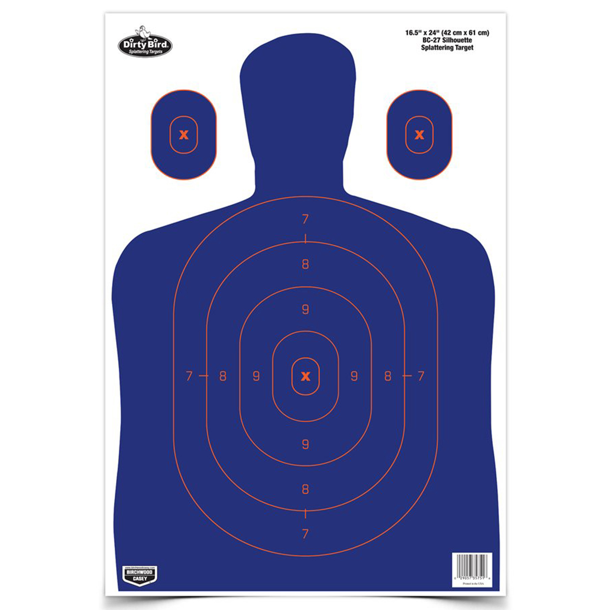 Birchwood Casey Dirty Bird Silhouette Tagboard Hanging Target - 16.5" x 24" - Blue/Orange - 3 Per Package