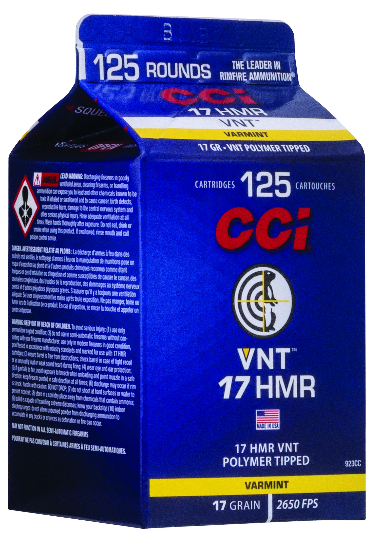CCI VNT .17 HMR 17gr Varmint Tip 125rd