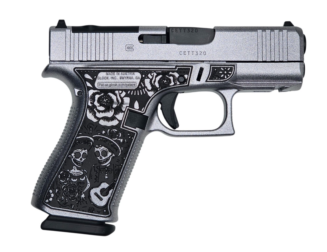 Glock 43X MOS C4 Day of the Dead 9mm 3.41" Engraved 10-Rd Optic-Ready Pistol