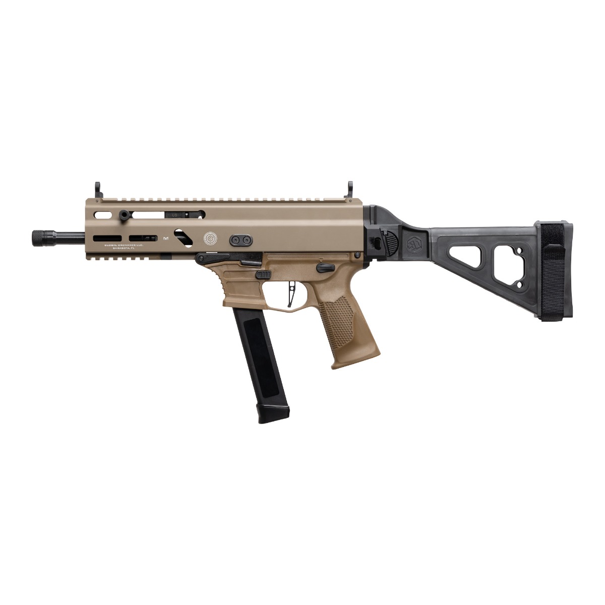 Grand Power Stribog SP9A3G 9mm 8" FDE Pistol Glock Mags SBT Brace