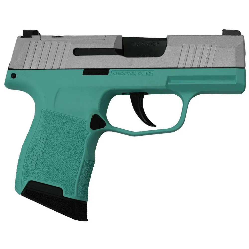 Sig P365 9mm Silver Slide Robin's Egg Blue 3.1" Optic Ready 10rd (2)