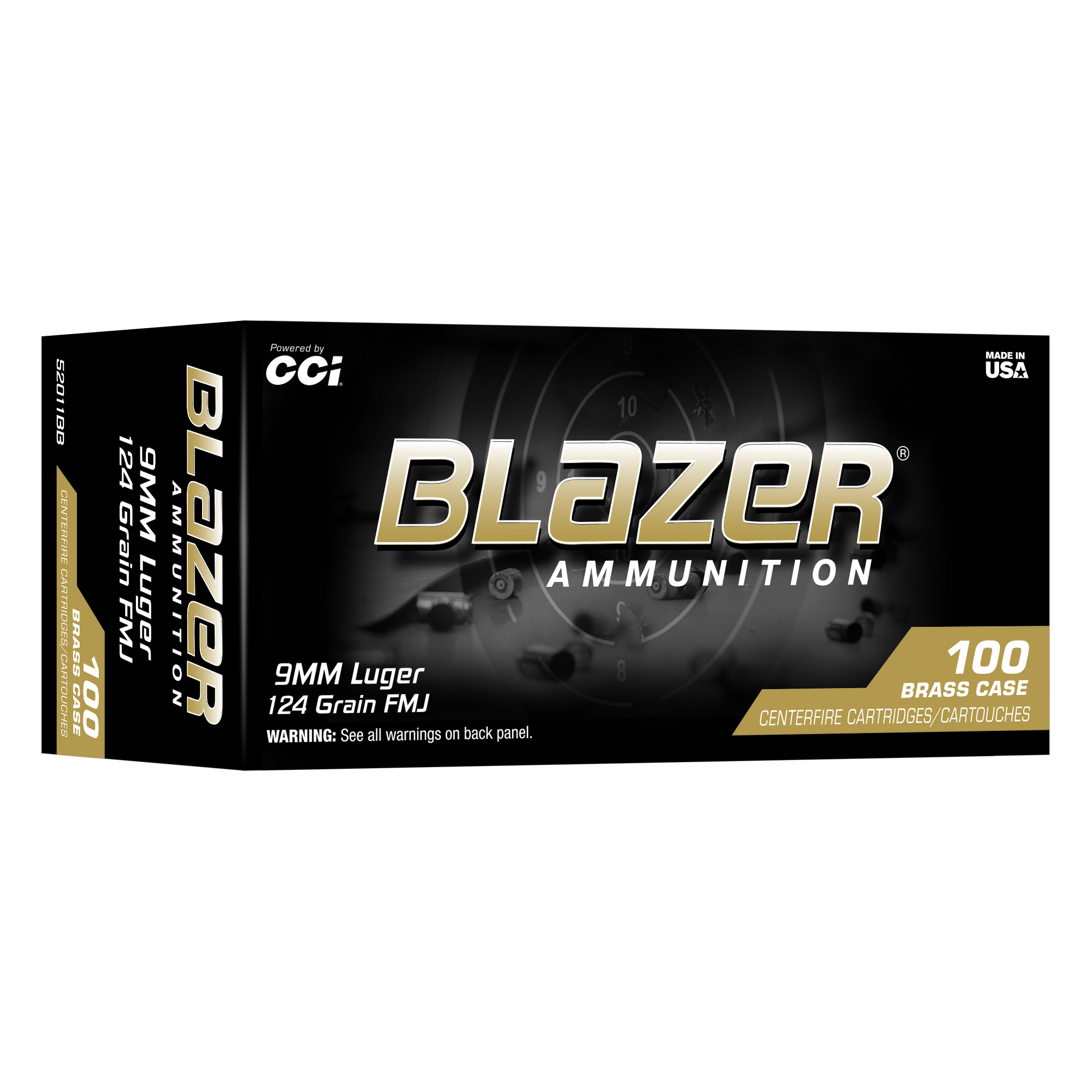 CCI Blazer Brass 9MM 124 Grain FMJ 100 Round