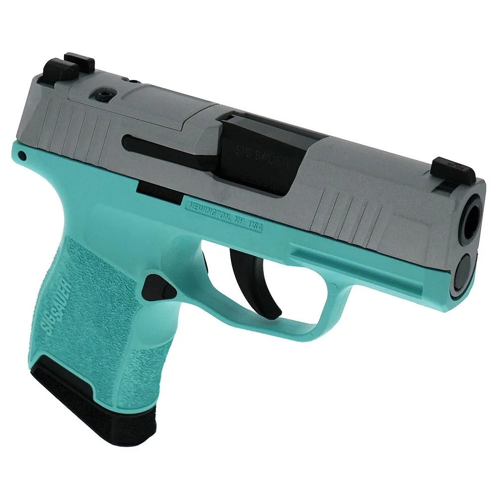 Sig P365 9mm Silver Slide Robin's Egg Blue 3.1" Optic Ready 10rd (2)