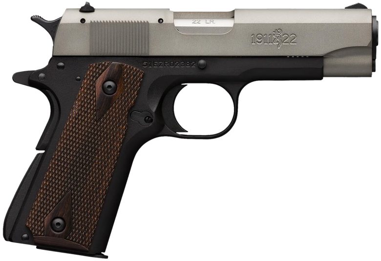 Browning 051880490 1911-22 A1 *CA Compliant Compact Frame 22 LR 10+1, 3.63" Stainless Steel Barrel, Gray Anodized Serrated Slide, Matte Black Aluminum Frame w/Beavertail