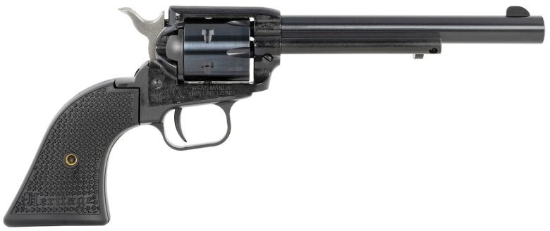 Heritage Mfg RR22MB6PG Rough Rider 22 LR/22 WMR 6 Shot, 6.50" Black Steel Barrel, Black Cerakote Zinc Alloy Frame, Black Cerakote Cylinder, Black Polymer Grip, Hammer/Thumb Safety, Exposed Hammer