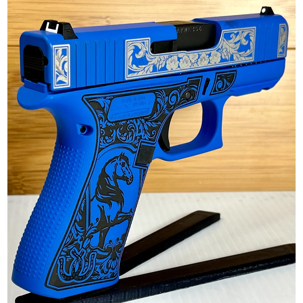 Glock 43X "Glock & Horses" Blue 9mm Pistol 3.4" Barrel 10rd (2) USA with Rail