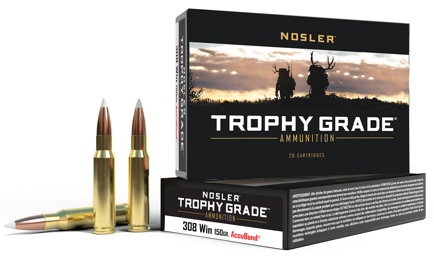 Nosler 60056 Trophy Grade 308Win 150gr Nosler AccuBond 20 Per Box/10 Case