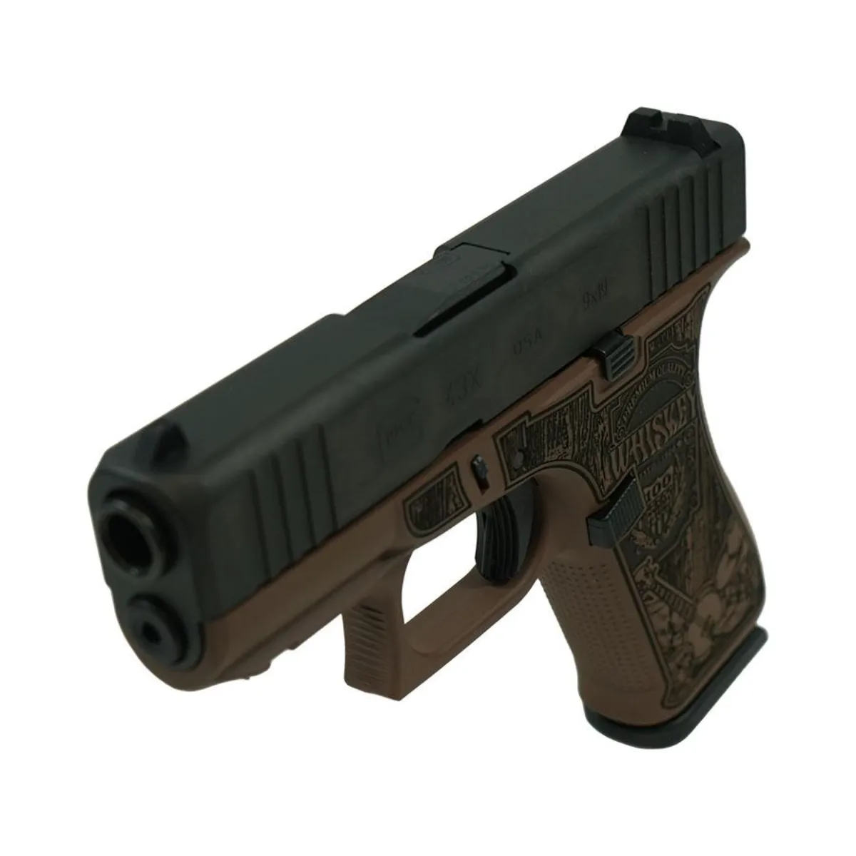 Glock 43X Country Bourbon Custom Engraved 9mm — Compact EDC Pistol