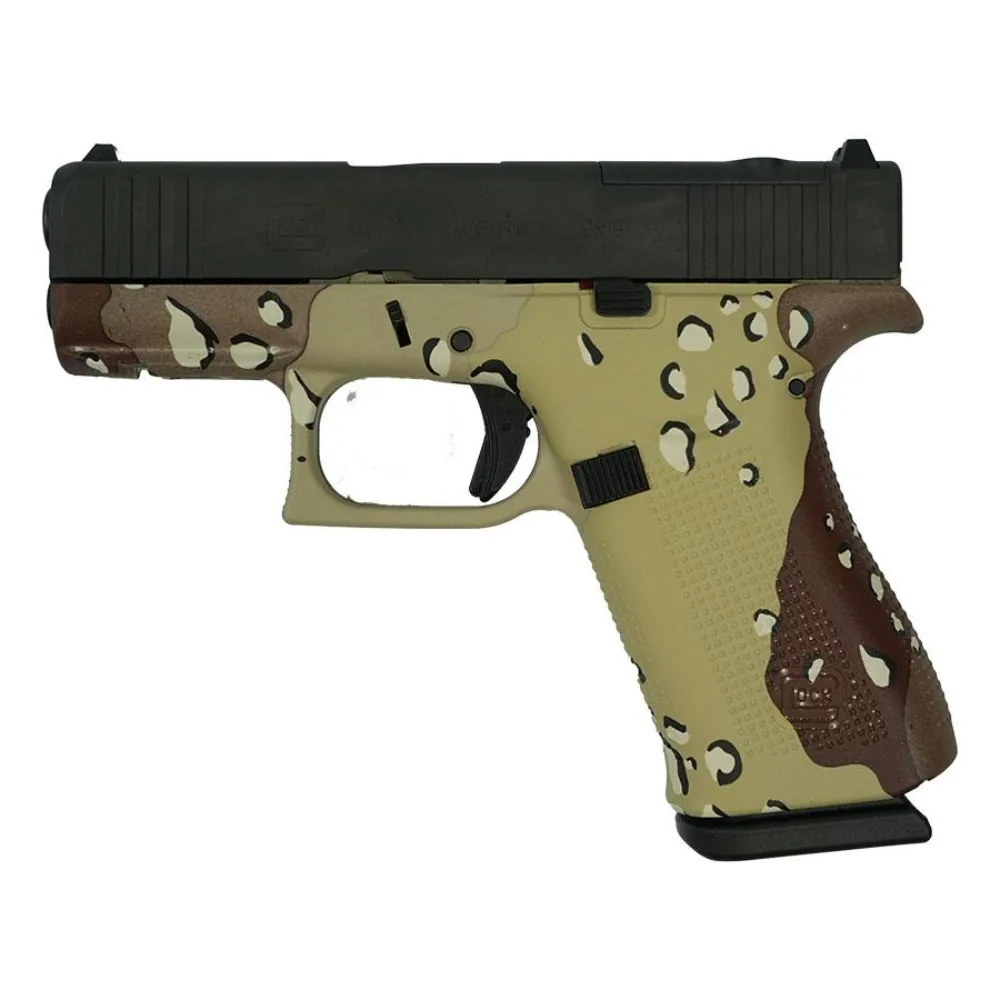 Glock 43X 9mm Brown Chocolate Chip Hydro Dip Blue 10Rd Handgun