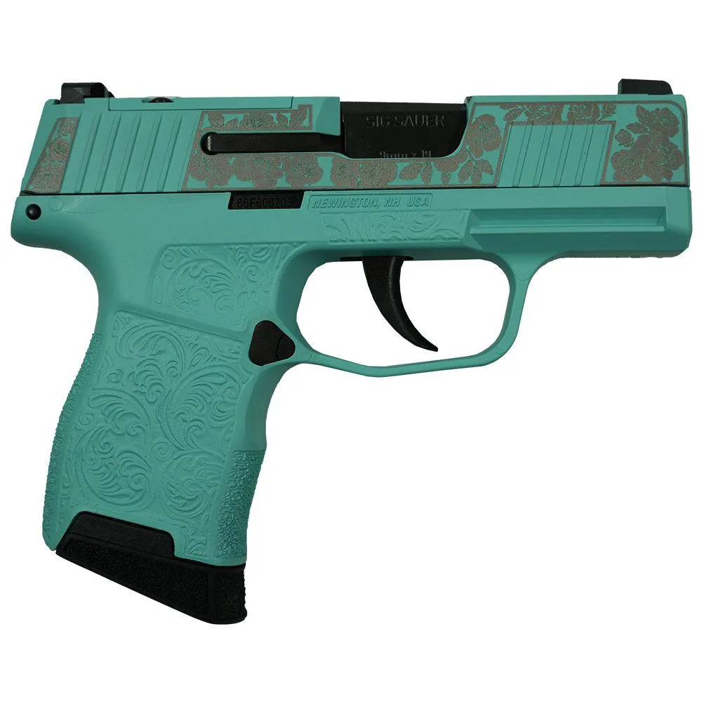 Sig P365 9mm Guns & Roses Robin's Egg Blue 3.1" Optic Ready 10rd (2)