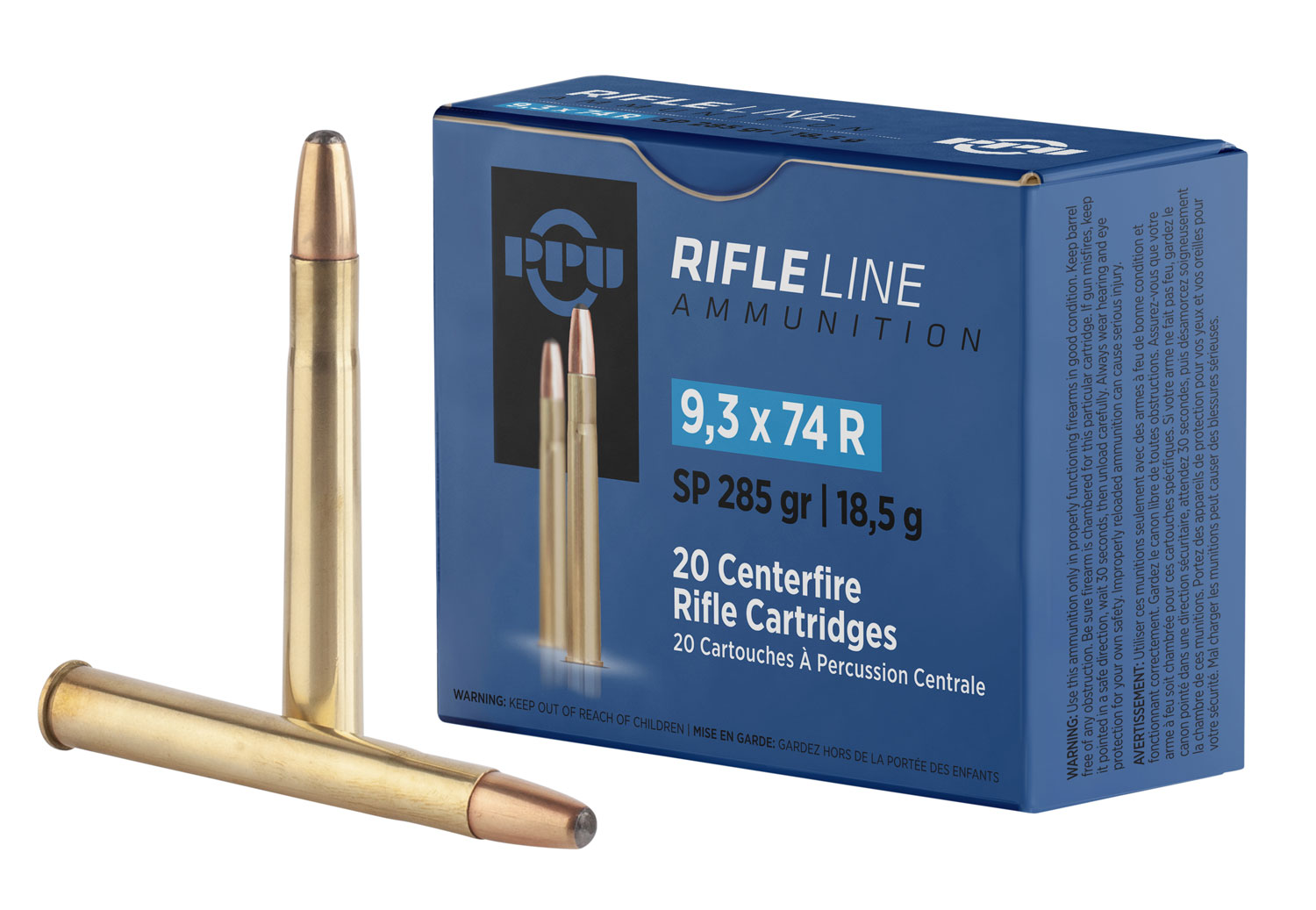 PPU Metric Rifle 9.3mmx74R 285gr SP 20Rd