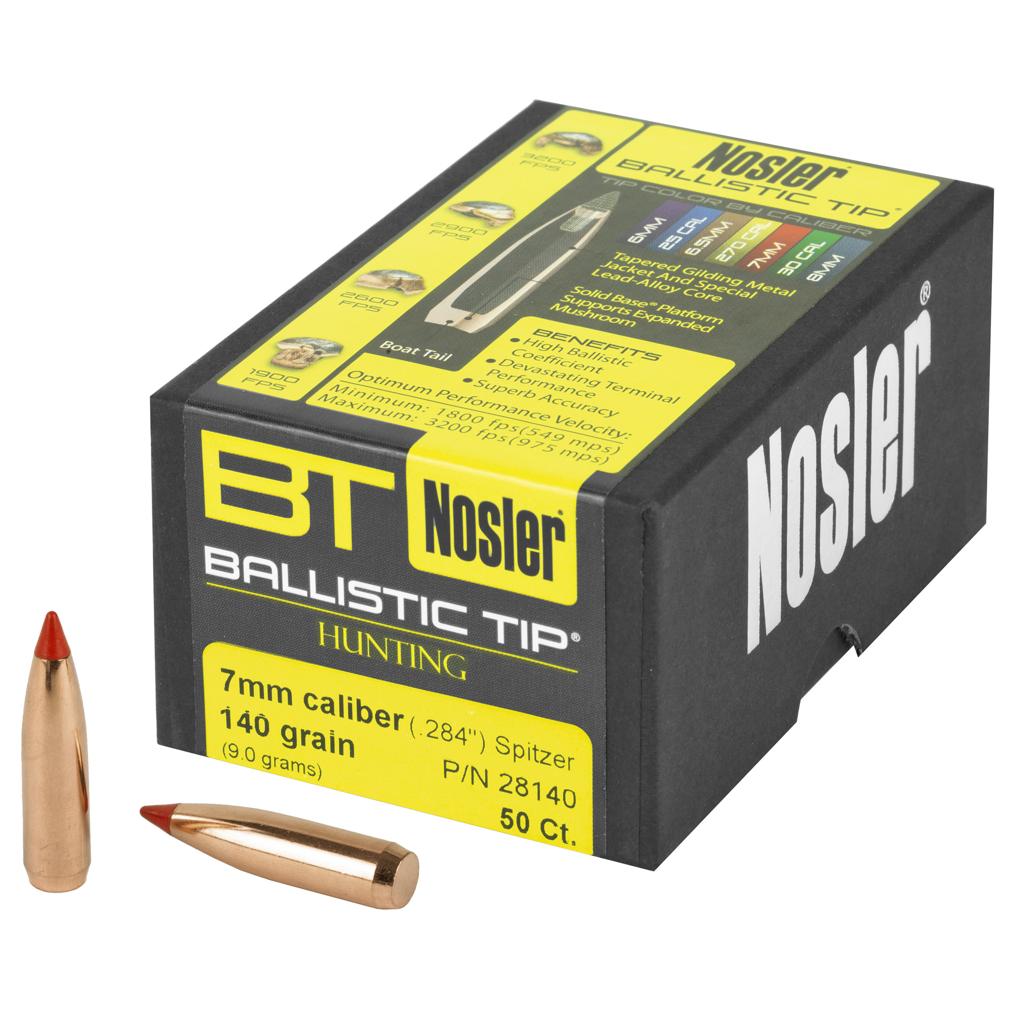 Nosler Ballistic Tip 7MM 140 Grain Spitzer Boat Tail Bullets 50 Count