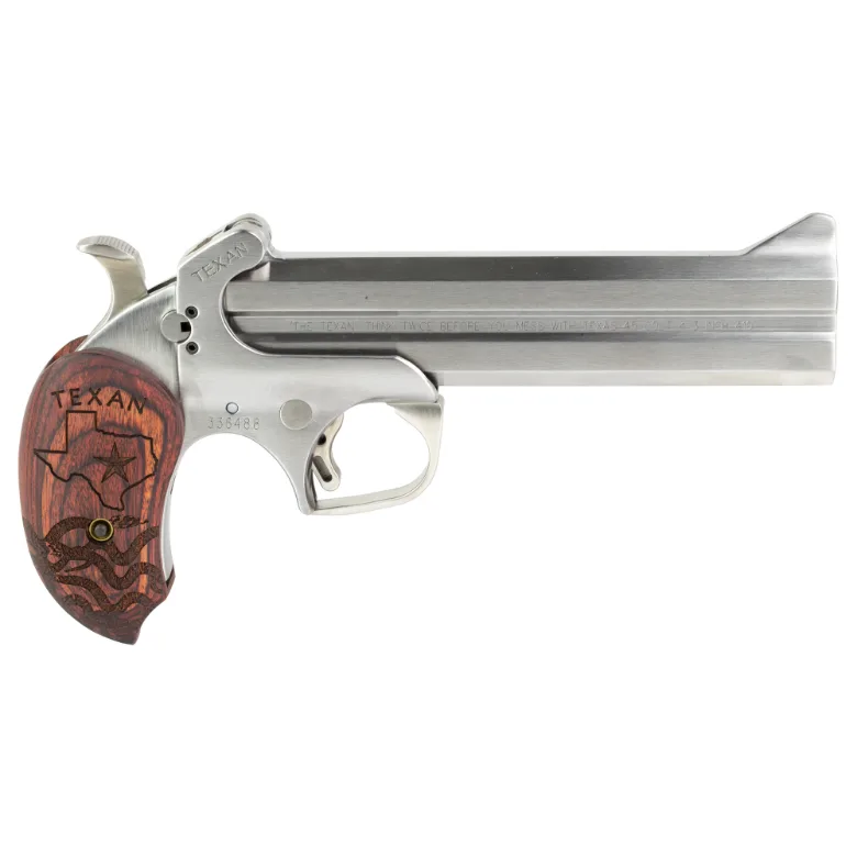 Bond Arms Texan 45LC/410 Derringer – 6" Barrel Rosewood Grip Stainless