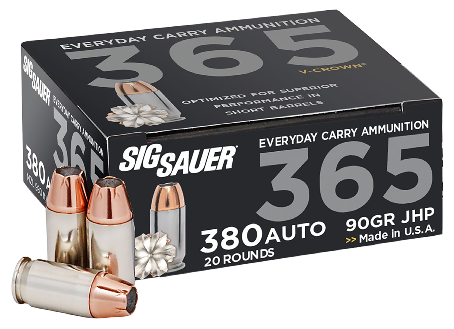 Sig Sauer Elite Performance 365 .380 ACP 90gr V-Crown JHP 20 Round