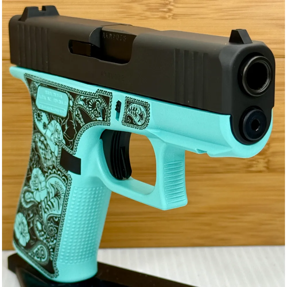 Glock 43X Robin's Egg Glocks & Roses 9mm – Compact Concealed Carry Pistol