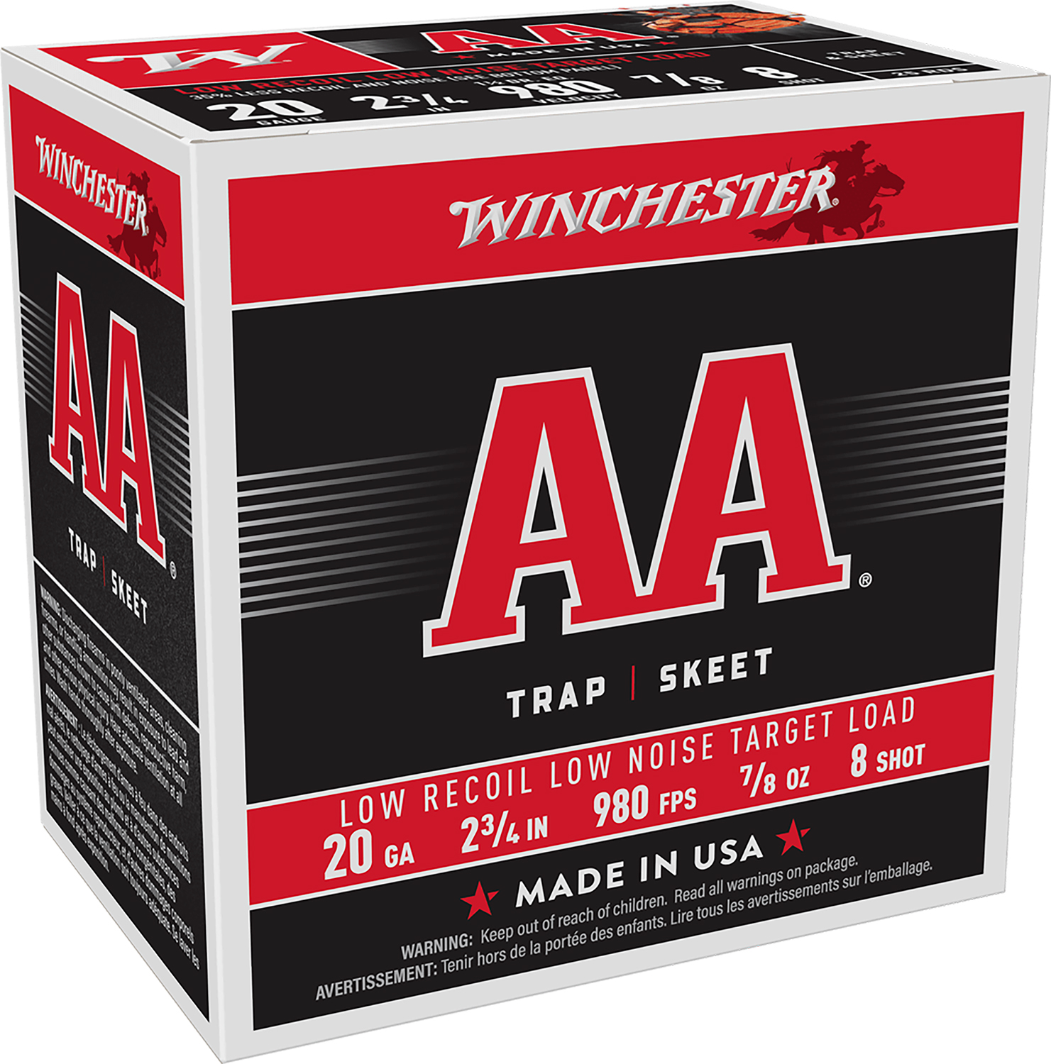 Winchester AA Low Recoil 20ga 2.75" 7/8oz #8 25rd Box