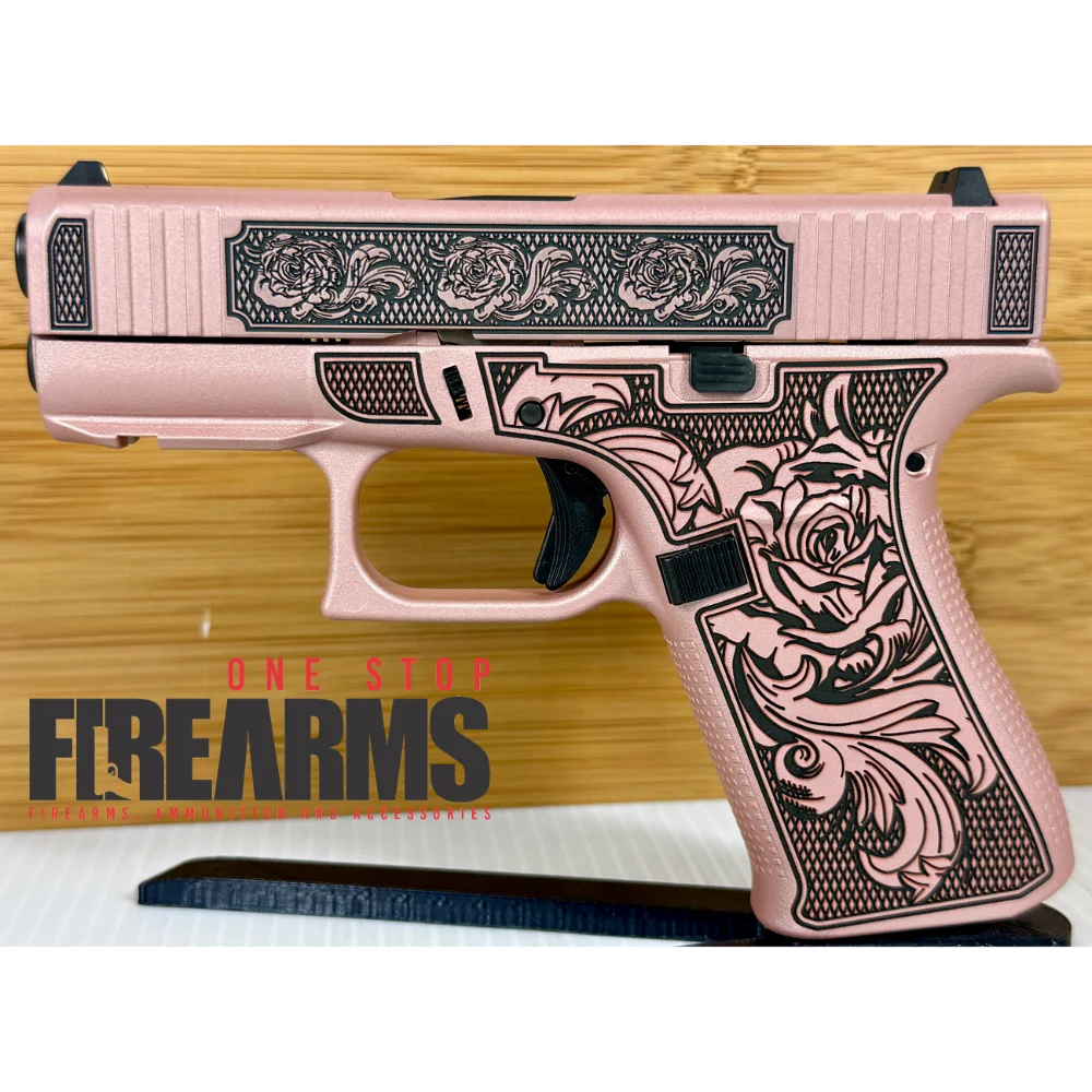 Glock 43X "Glock & Roses II" Pink 9mm Pistol 3.4" Barrel 10rd (2) USA with Rail