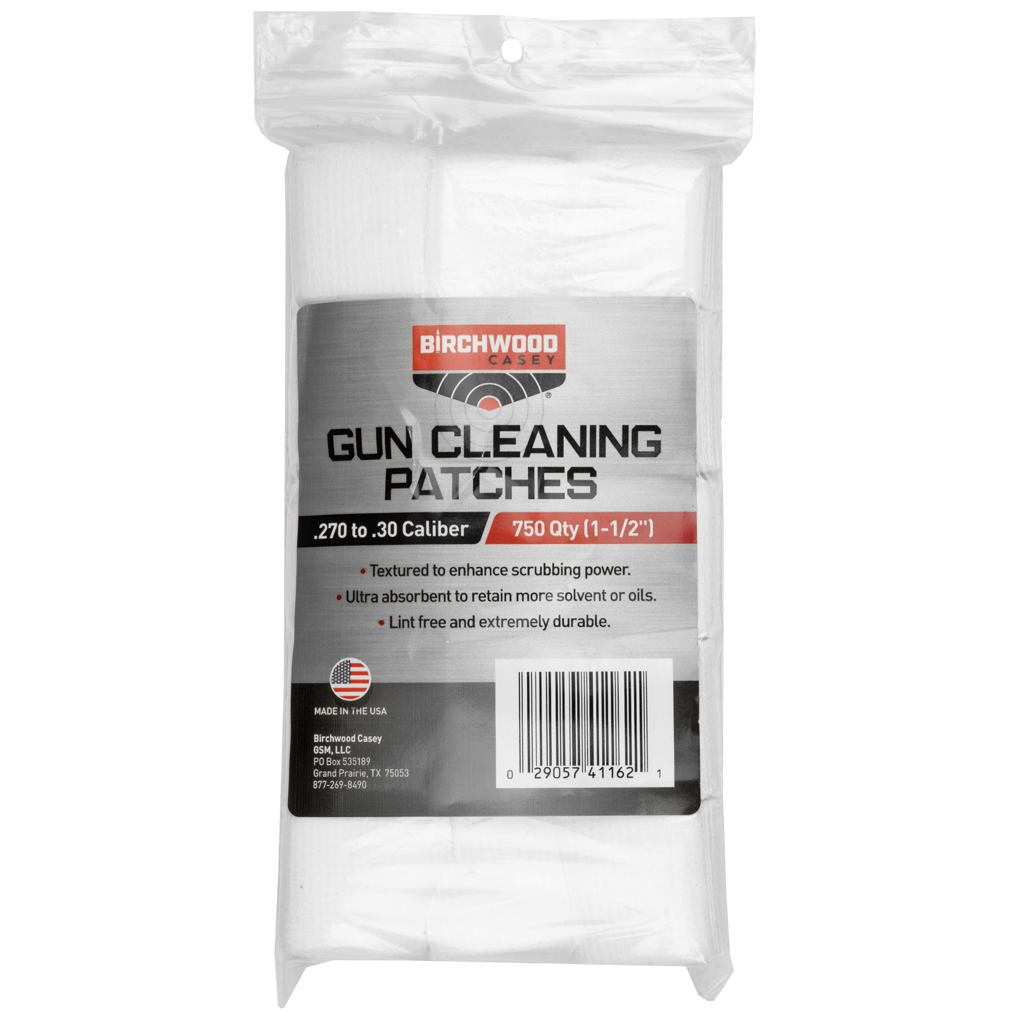Birchwood Casey Cleaning Patches, 1 1/2", .270-.30 Caliber, 750 Patches