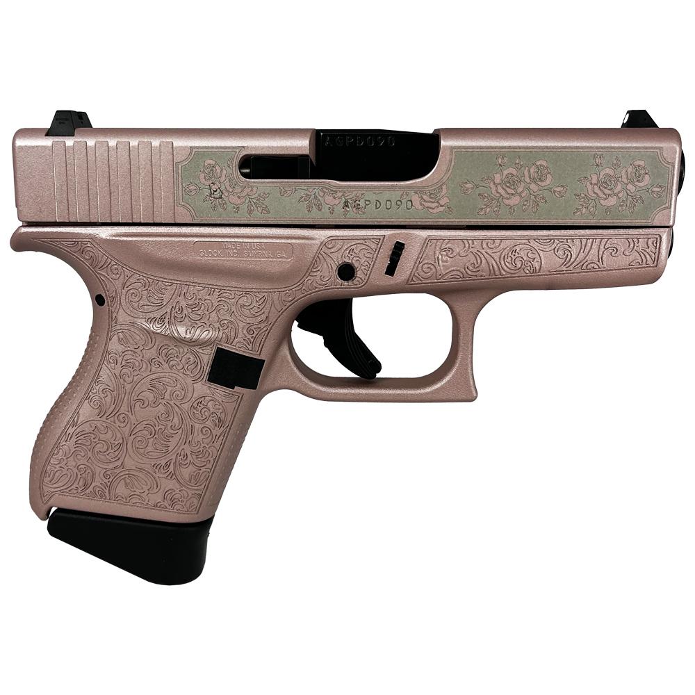 Glock 43 Custom "Glock n Roses" Pink Handgun 9mm 6rd Magazines (2) 3.4" Barrel USA