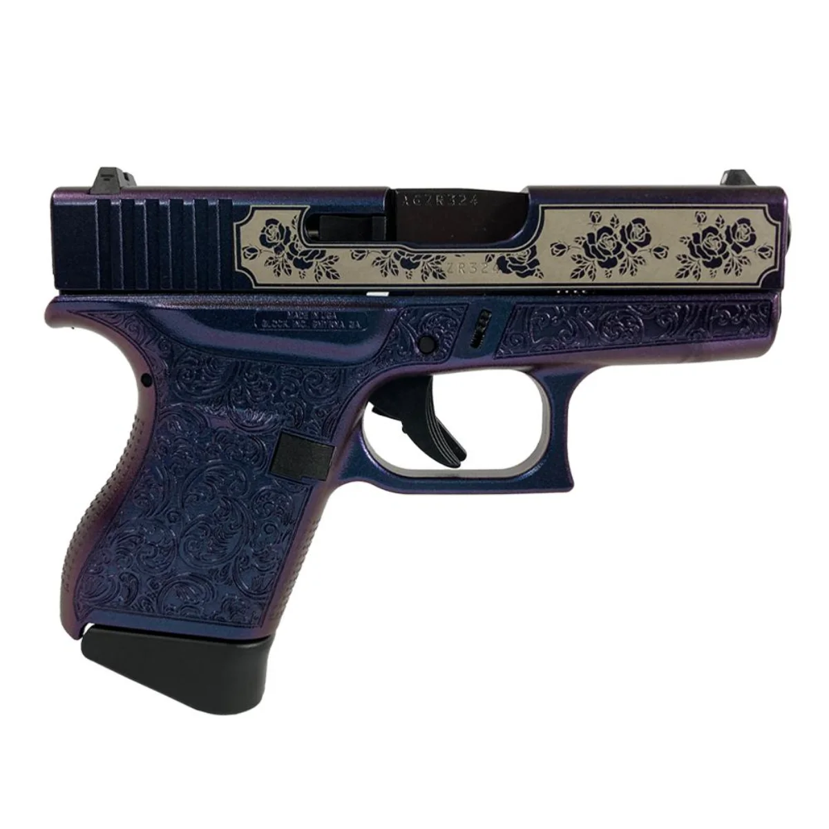 Glock 43 Glock & Roses 9mm Mongoose Purple 3.41″ 6Rd Pistol